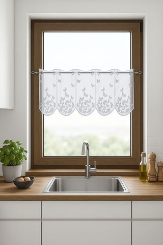 Scheibengardine Schmetterling Voile bestickt weiß versch. Höhen
