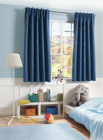 Verdunkelungsschal Blackout "Sterne" dunkelblau BxH 140x175cm