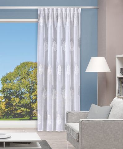 Fertigschal "Alavaro" Leinenoptik bestickt grau BxH 140x245cm