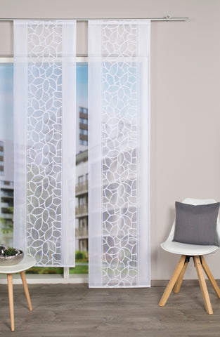 Schiebevorhang Jacquard Blätter weiß BxH 57x225/245cm