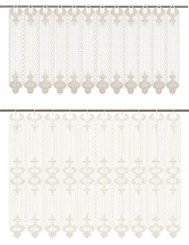 nach Maß Scheibengardine Häkeloptik creme Höhe 45/60cm 223