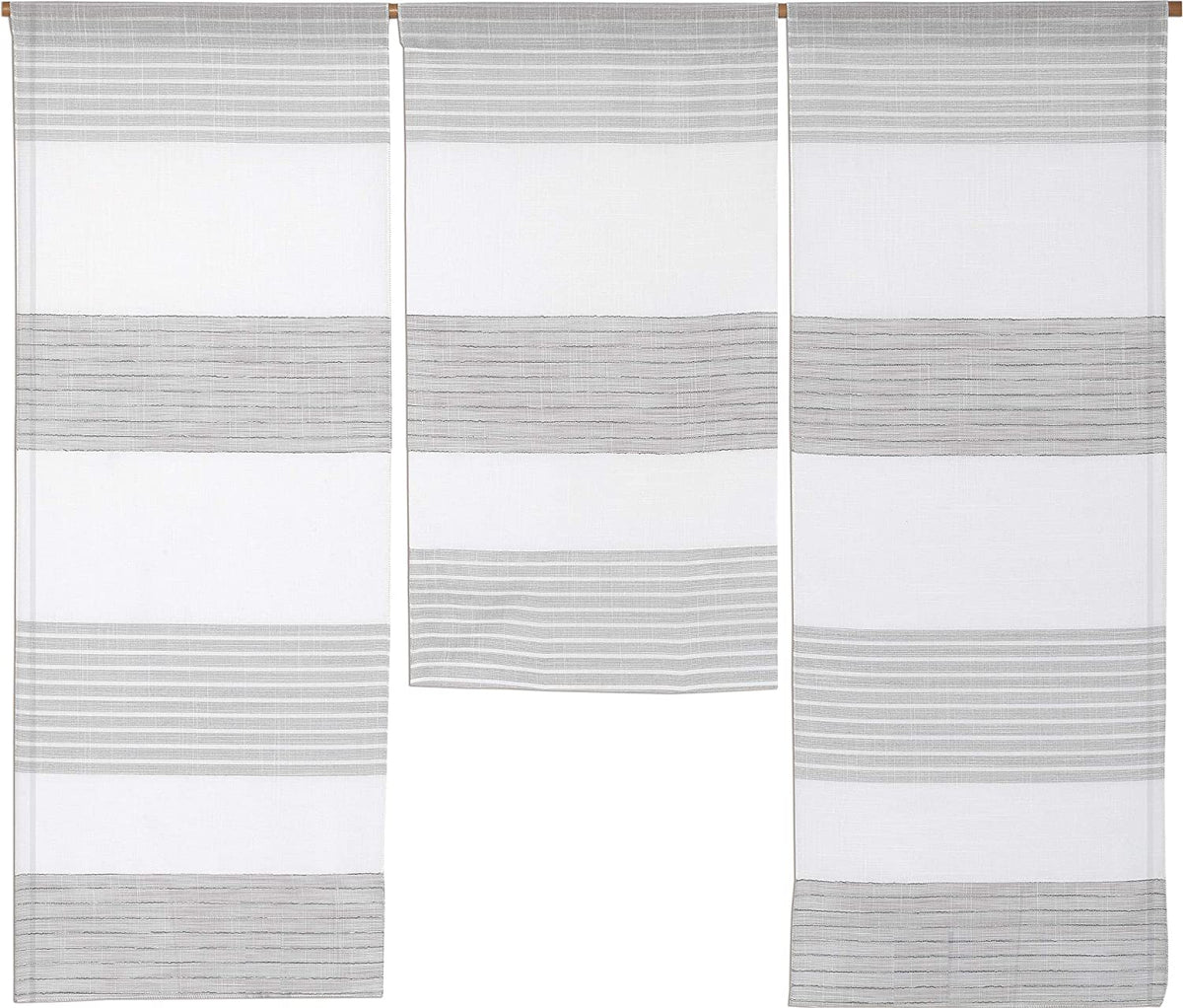 Design Mini Flächenvorhang Set weiß taupe Scheibengardine 4014-09