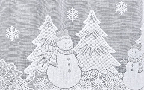 Scheibengardine Weihnachtsbaum Schneemann weiß HxB 50x140cm 2373