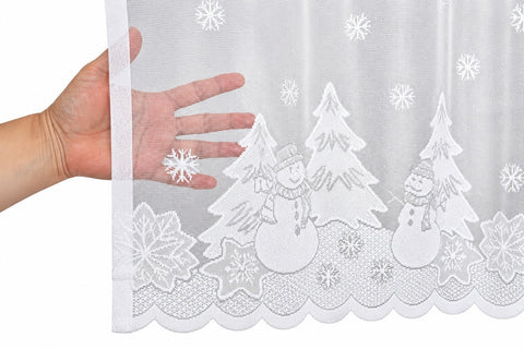 Scheibengardine Weihnachtsbaum Schneemann weiß HxB 50x140cm 2373
