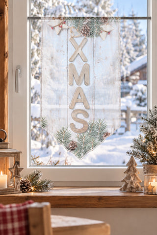 Fensterbehang Motiv X-Mas Scheibengardine BxH 40x80/60x100cm