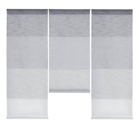 Design Mini Flächenvorhang Set grau weiß Scheibengardine 4112-02