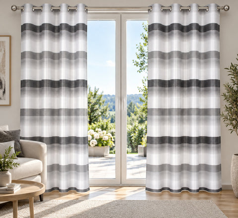 Ösenschal Deko Querstreifen anthrazit grau 140x245cm 2421