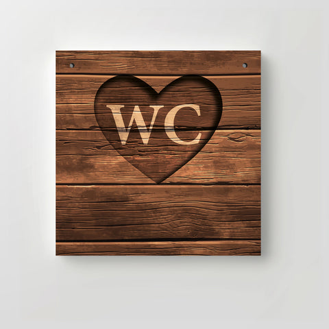 Holzschild "WC" bedruckt 20x20cm Deko