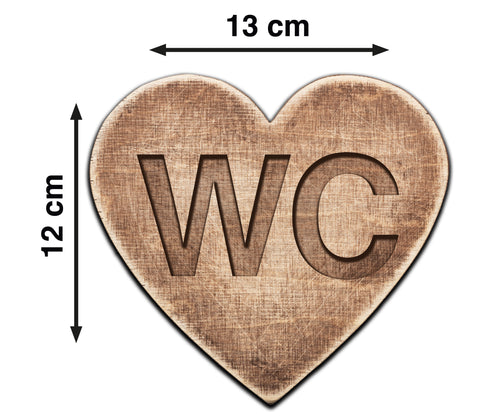 Alu Dibond  Herz WC Türschild 13x12cm