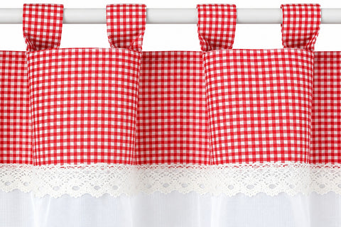 Design Schlaufen Scheibengardine Landhaus rot BxH 48x140cm
