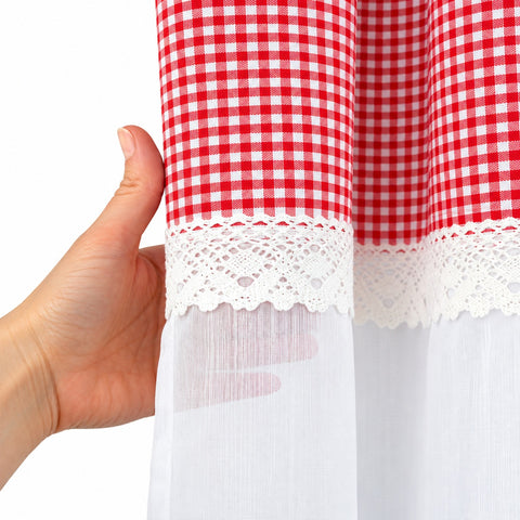 Design Schlaufen Scheibengardine Landhaus rot BxH 48x140cm