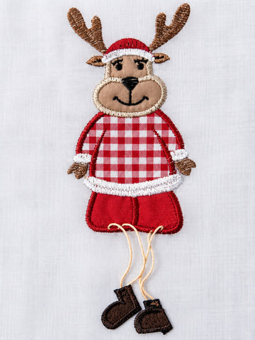 Cafehaus mit Schlaufen Elch Scheibengardine Weihnachten Rentier BxH 120x45cm