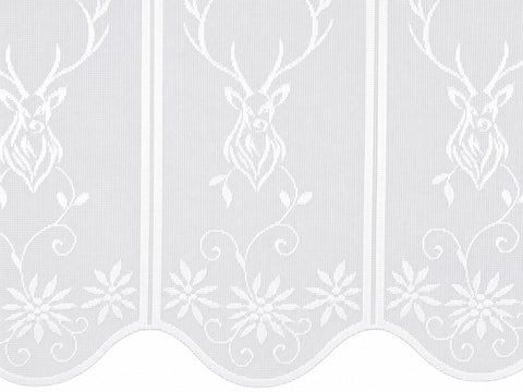 Scheibengardine Jacquard Hirsch weiß Höhe 90cm versch. Breiten