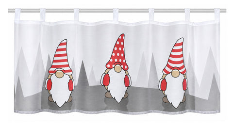Scheibengardine mit Schlaufen Scheibengardine Drei Weihnachtswichtel HxB 45x120cm