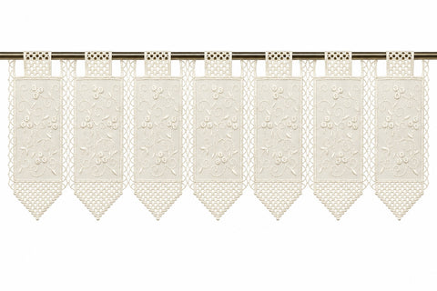 nach Maß Scheibengardine bestickt weiß Ranke Höhe 23/45/60cm Bistro Hardanger