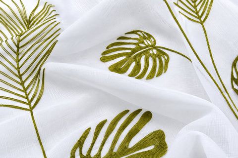 Schlaufenschal Monstera bestickt transparent 2489 BxH 140x245cm