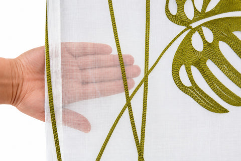 Schlaufenschal Monstera bestickt transparent 2489 BxH 140x245cm
