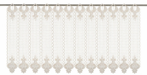 nach Maß Scheibengardine Häkeloptik creme Höhe 45/60cm 223