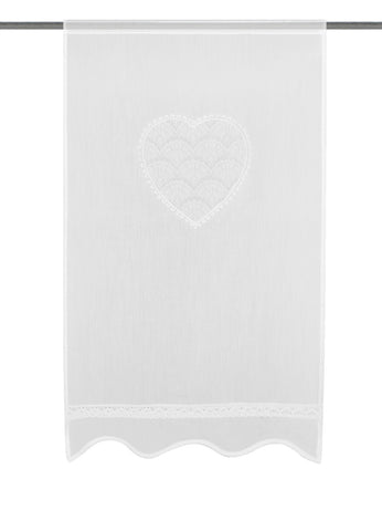 Fensterbehang Türbehang CORAZON Herz weiss Scheibengardine in verschiedenen Größen