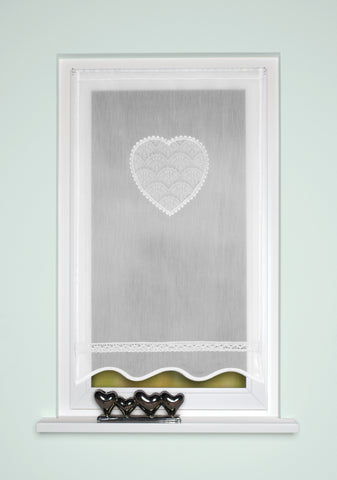 Fensterbehang Türbehang CORAZON Herz weiss Scheibengardine in verschiedenen Größen