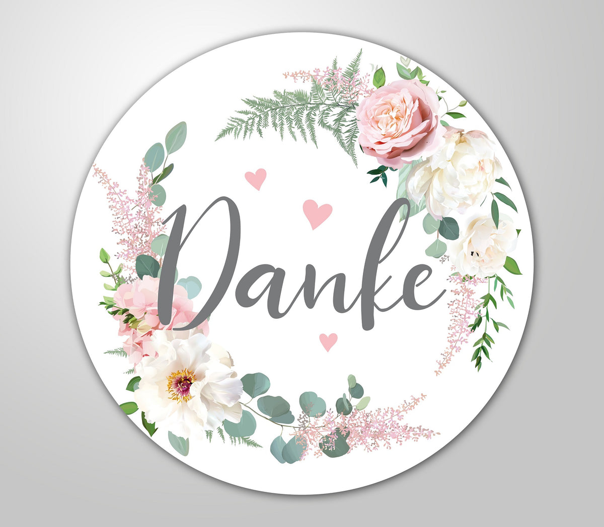 48x hochwertige Etiketten "Danke" rund hohe Klebekraft 4cm Aufkleber floral