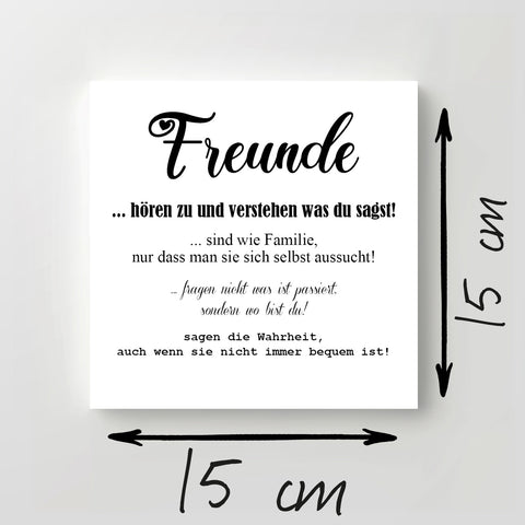 Holzschild "Freunde" bedruckt 15x15cm Deko