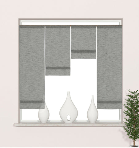 Design Mini Flächenvorhang Set grau kariert Scheibengardine 4050-04