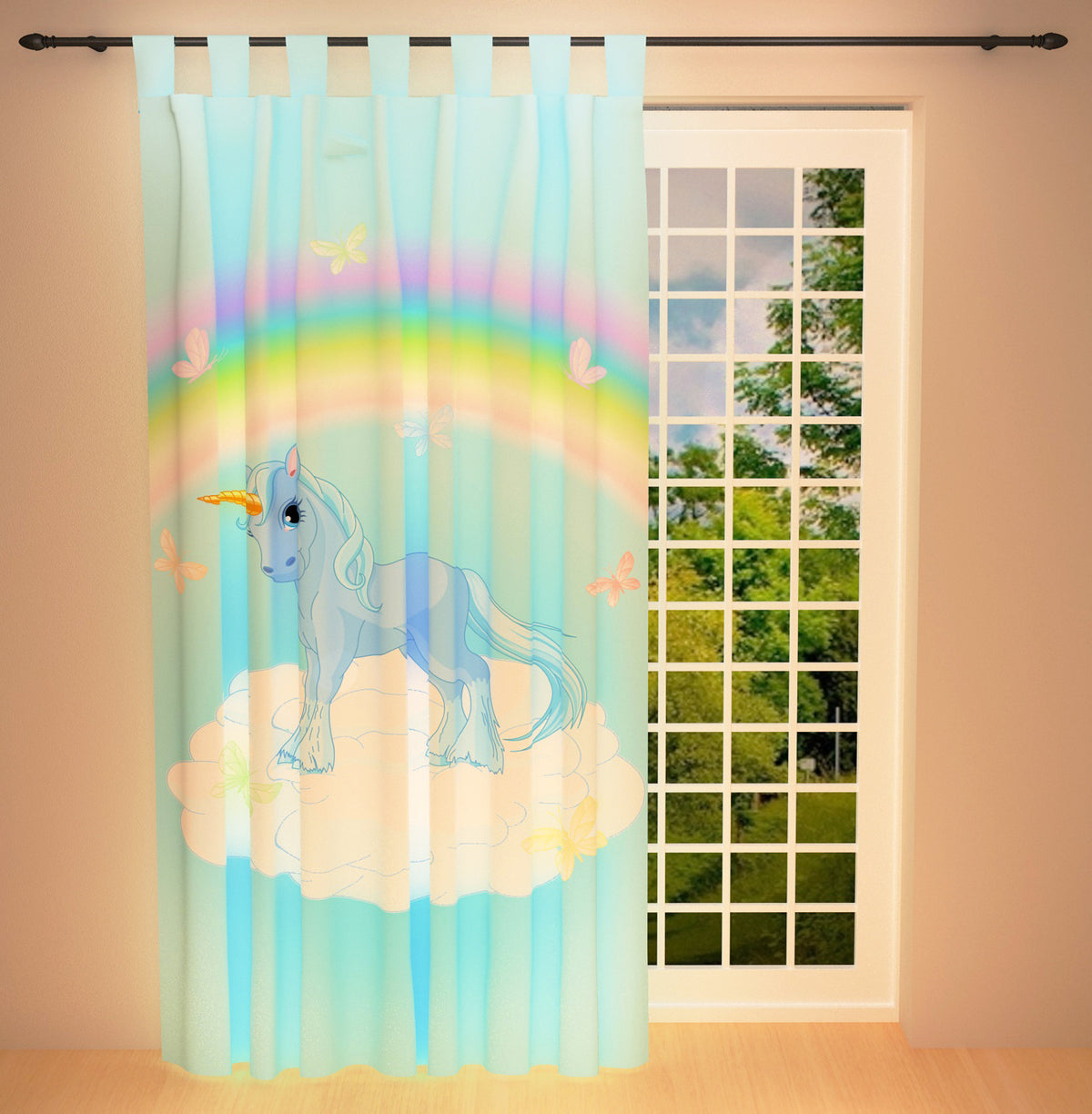 Schlaufenschal mit Druckmotiv Einhorn BxH 145x245cm (Sichtschutz)
